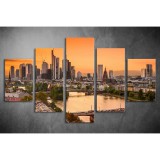 Többrészes Város Naplementében vászonkép 005 - (választható formák) tvv-005