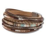 Többsoros női bőr karkötő