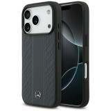 tok Mercedes Leather Laurel Leaves Stripes MagSafe tok iPhone 17 Pro kék