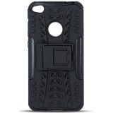 TokShop Samsung Galaxy A73 5G SM-A736B, Műanyag hátlap védőtok, Defender, kitámasztóval és szilikon belsővel, autógumi minta, fekete (118837)