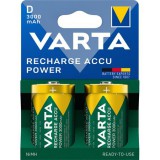 Tölthető elem, D góliát, 2x3000mAh, előtöltött, műanyagmentes, VARTA Power (VAKU09R)