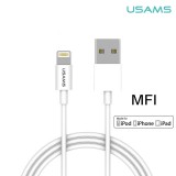 Töltő és adatkábel Lightning csatlakozóval 2.1A 1.2 méter Usams U-Fans SJ144 MFI fehér