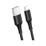 Töltő és adatkábel Lightning csatlakozóval 2.4A 1 méter Borofone BX47 Coolway fekete