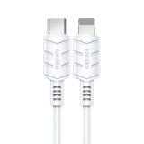 Töltő és adatkábel Type-C/Lightning csatlakozóval PD 20W 1.2 méter Kakusiga KSC-710 fehér
