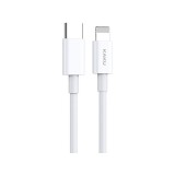 Töltő és adatkábel Type-C/Lightning csatlakozóval PD 25W 1 méter Kakusiga KSC-507 fehér