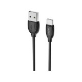 Töltő és adatkábel USB/Type-C csatlakozóval 2.4A 2 méter YooUp L01A Benefit fekete