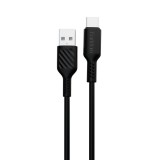 Töltő és adatkábel USB/Type-C csatlakozóval 2A 1 méter Earldom EC-171C fekete
