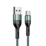 Töltő és adatkábel USB/Type-C csatlakozóval 3A 1.2 méter Usams SJ449 U55 zöld