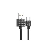 Töltő és adatkábel USB/Type-C csatlakozóval 3A 1 méter Kakusiga KSC-328 fekete