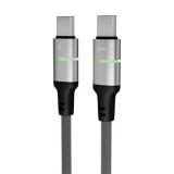 Töltőkábel, USB-C - USB-C, 60W, 2 m, AVAX CB632 Steely LED, fekete (AXCB633)
