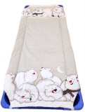 Töltött ovis gumifüles lepedő - Jegesmaci mintás-bézs 55x130cm / 58x133cm ágyra