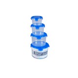 TOO KT-075, 4db-os, 300+650+1200+2000ml-es, Kerek alakú, Kék, Műanyag, Ételtároló doboz szett