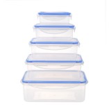 TOO KT-140, 5 db-os, 240ml+500ml+1.000ml+1.500ml+2.500ml, Téglalap alakú, Átlátszó, Műanyag, Ételtároló doboz szett