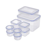 TOO KT-143, 10 db-os, 2x180ml+2x400ml+2x500ml+3x1.200ml+2.000ml, Átlátszó, Műanyag, Ételtároló doboz szett