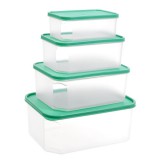 TOO KT-144, 4 db-os, 800ml+1.800ml+2.800ml+4.800ml, Téglalap alakú, Átlátszó, Műanyag, Ételtároló doboz szett