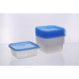 TOO KT-151, 7db-os, 600 ml-es, Négyzet alakú, Átlátszó, Műanyag, Ételtároló doboz szett