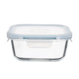 TOO KT-87, 800 ml-es, Négyzet alakú, Átlátszó, Üveg, Ételtároló műanyag tetővel