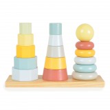 Tooky Toy Piramis toronyépítő montessori fa játék 17db-os