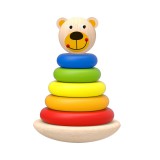 Tooky Toys Tooky Toy Montesszori toronyépítő fa játék - Maci - Színes karikákkal