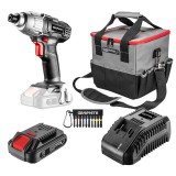 Topex-Graphite AKKUS GÉPKÉSZLET ENERGY+, 18V/2AH: AKKUS ÜTVECSAVAROZÓ 1/4"(HATSZÖG) + TÁSKA(25X25CM) + BIT KLT+AKKU+TÖLTŐ