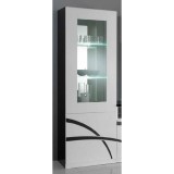 TopLine Milano Day 1-ajtós vitrines szekrény LED világítással - fekete-fehér