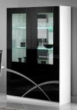 TopLine Milano Day 2-ajtós vitrines szekrény LED világítással - fehér-fekete