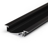 Topmet Flat8 alumínium süllyesztett fali LED profil, fekete (előlap: H) - 23050021 - szálban