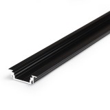 Topmet Groove14 süllyesztett alumínium LED profil, fekete (előlap: E, F) - A3020021 - szálban