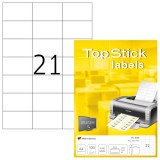 TopStick No. 8708 fehér színű 70 x 42,3 mm méretű, univerzálisan nyomtatható, öntapadós etikett címke, permanens ragasztóval A4-es íven - kiszerelés: 2100 címke / 100 ív
