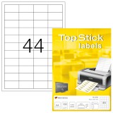 TopStick No. 8731 fehér színű 48,3 x 25,4 mm méretű, univerzálisan nyomtatható, öntapadós etikett címke, permanens ragasztóval A4-es íven - kiszerelés: 4400 címke / 100 ív