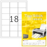 TopStick No. 8735 fehér színű 63,5 x 46,6 mm méretű, univerzálisan nyomtatható, öntapadós etikett címke, permanens ragasztóval A4-es íven - kiszerelés: 1800 címke / 100 ív