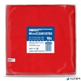 Törlőkendő, mikroszálas, univerzális, 10 db, 40x40 cm, BONUS "MicroCLEAN Extra", piros