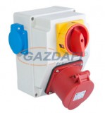 TP Electric 3317-002-7001H Üres ipari doboz 120×170mm IP44 aljzat 5x32A (75x75)x1+kapcsoló+kék dugalj 2