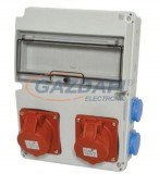 TP Electric 3320-004-5500 Ipari doboz szerelt 220x300 2x(5P16A)+4x(2P+F)oldalsó IP44