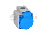 TP Electric FELÜLETRE ÉPÍTHETŐ MŰANYAG DUGALJ CSAPFEDELES KÉK 16A CSAVAROS BEKÖTÉSSEL (IP54)