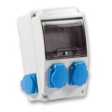 TP-Electric Ipari csatlakozó doboz 130X220 2X(2P+F) ELŐLAPON + 2X(2P+F) OLDALSÓ IP44