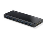 Tp-Link UH720 USB 3.0 7 portos fekete USB hub + 2 töltési csatlakozás