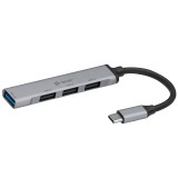 Tracer H40, 4 portos, USB 2.0, USB 3.0, USB Type C, Aluminium, USB Hub