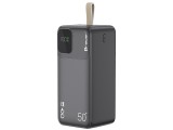 Tracer PRIME-V5, 50 000 mAh, QC 22.5W, PD 20W, USB Type-C, Fekete, Hordozható akkumulátor