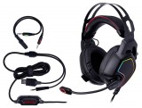 Tracer Raptor V2, GameZone, 2.0, RGB világítás, 50mm, 2x Minijack + USB, Fekete, Mikrofonos fejhallgató