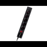 Tracer Túlfeszültség védő elosztó 5 aljzatos 1.5m - Fekete (TRALIS46843)