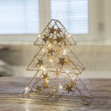 TRACON CHRTRGS15GWW LED karácsonyi fenyő, arany, fém, elemes (X22039) Timer 6+18h, 15LED, 3000K, 2xAA