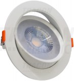 TRACON DLCOB12NW Beépíthető álmennyezeti LED lámpatest, forgatható 200-240 V, 50Hz, 12W, 4000K, 960lm, 38°, IP20,D=140mm, EEI=G