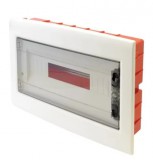 TRACON EDSS-18/1 Süllyesztett elosztódoboz, füstszínű-sík ajtóval, NPE nélkül 1×18 (18) modul, IP40, (H×W×D=270×440×85 mm)