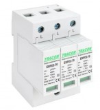 TRACON ESPD2-70-3P T2 AC típusú túlfeszültség levezető, cserélhető betéttel Uc:275V; In:40kA; Imax:70kA; Up:1,7kV; 3P