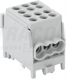 TRACON FLECU-25-16-3 Főáramköri leágazó kapocs, sínre szerelhető, szürke 2.5-25mm2, max. 1000VAC/DC, max.101A