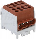 TRACON FLECU-25-16-4B Főáramköri leágazó kapocs, sínre szerelhető, barna 2.5-25mm2, max. 1000VAC/DC, max.101A