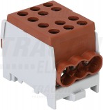 TRACON FLECU-35-25-3B Főáramköri leágazó kapocs, sínre szerelhető, barna 6-35mm2, max. 1000VAC/DC, max.125A