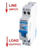 TRACON KVKVE-32/100 Kombinált védőkapcsoló, elektronikus, 2P, 1 modul, C kar. C32, 100mA, 6kA, AC, E3