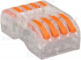 TRACON OVOTT44 Csavar nélküli vezetékösszekötő, toldó, nyitható, átlátszó 0,5-4mm2, 32A, 400VAC 4P